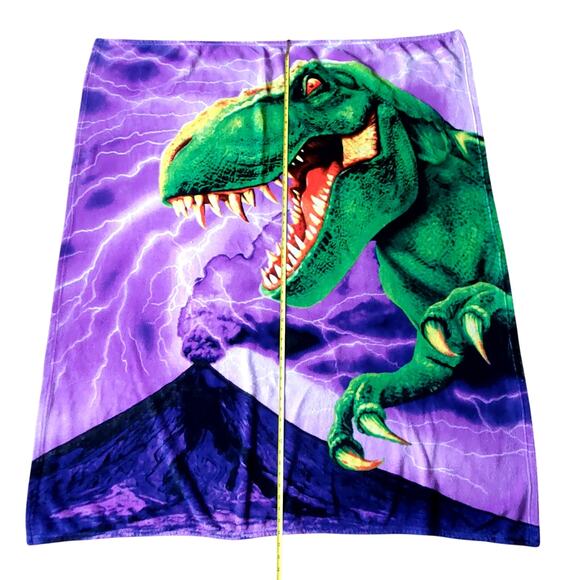 Dinosaur Volcano Soft Blanket Flannel 56" x 48" - Picture 2 of 5